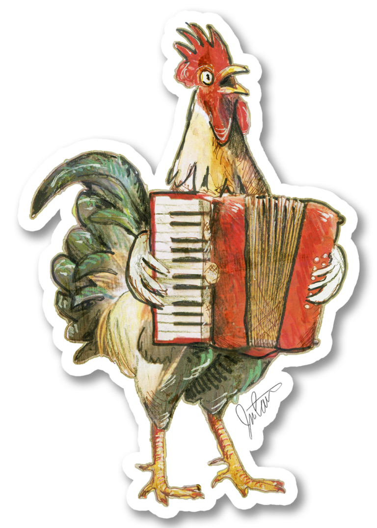 Accordian Chicken Sticker 3.03 x 4