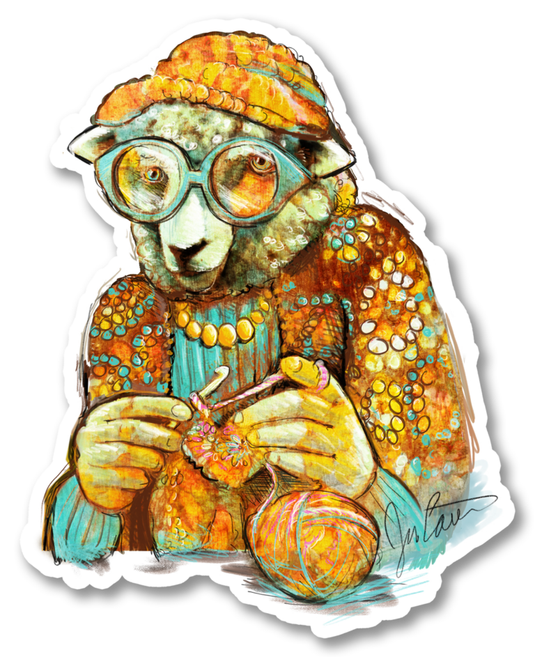 Crochet Sheepy Sticker 3.4 x 4
