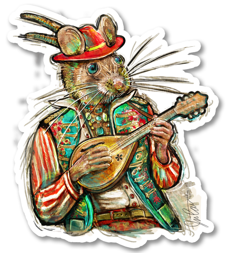 Mandalin Mouse Sticker 3.91 x 4