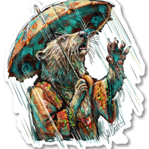 Ginger Dresses Up to Enjoy the Rain - Sticker