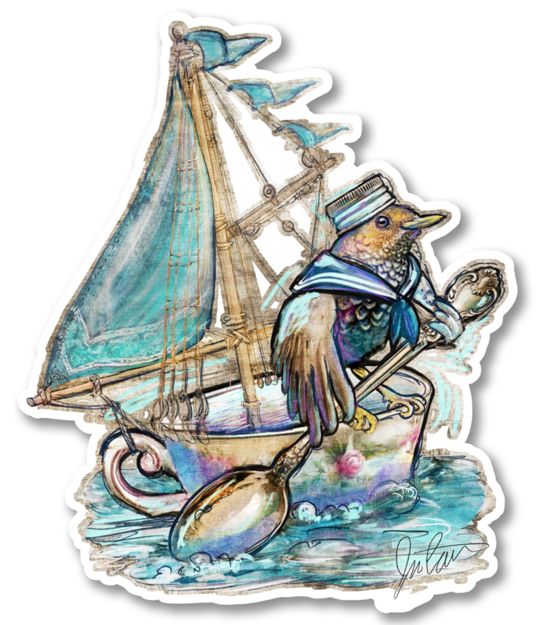 Sailing Birdie Sticker 3.73x4