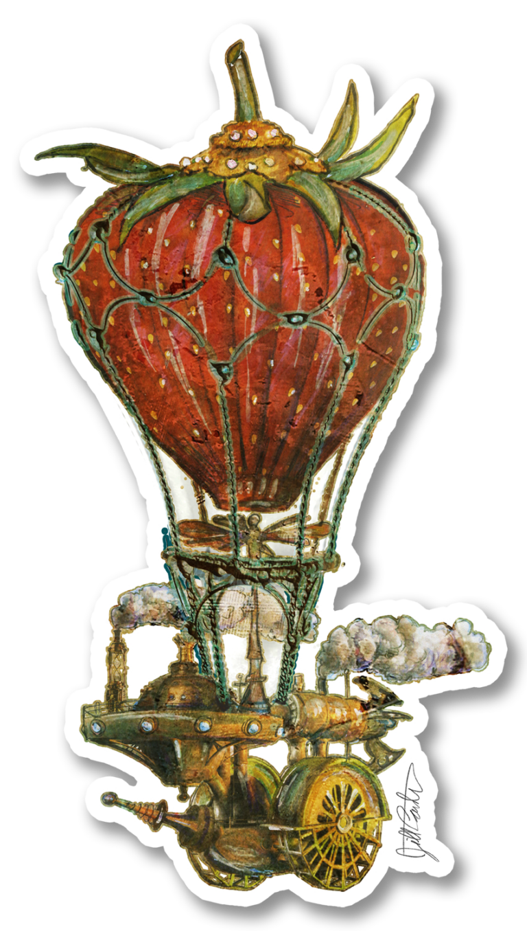 strawberry ballon Sticker 2.63 x 4