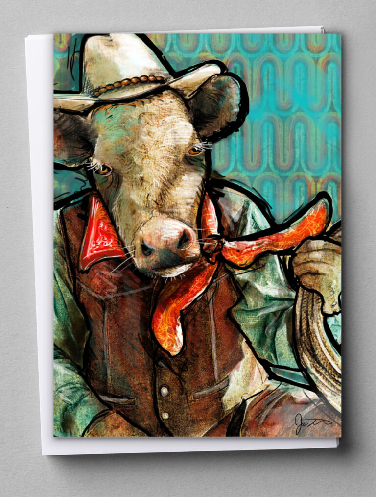 Greeting Cards - Cow Cowgirl