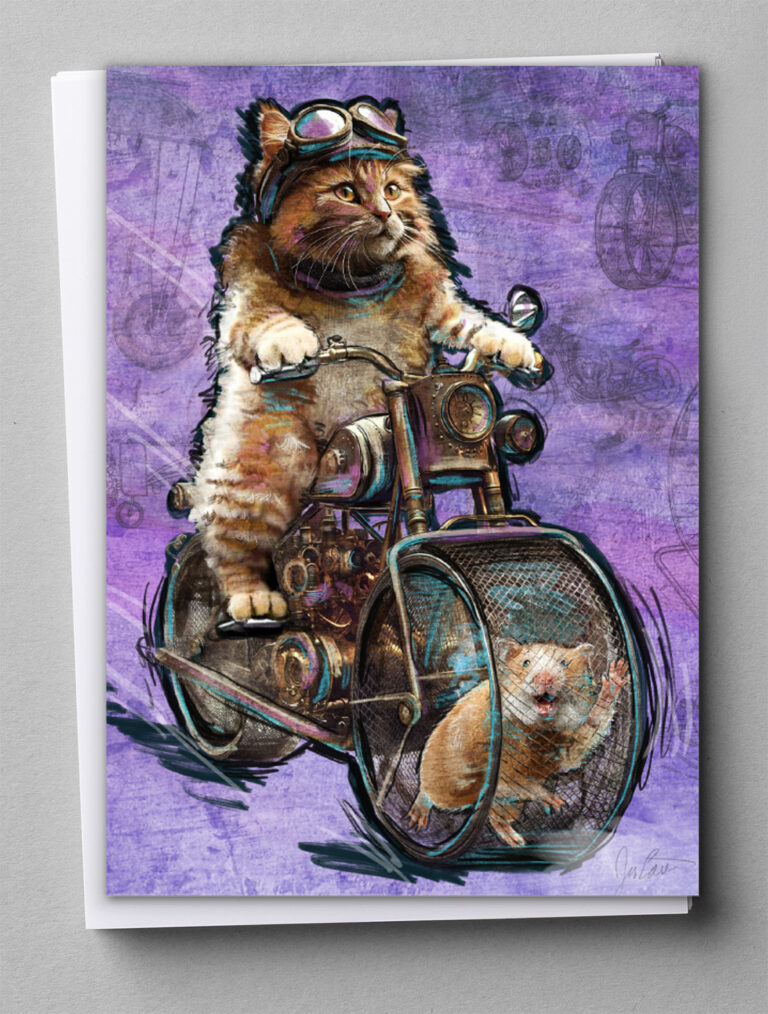 Greeting Card - Marmalade Out For A Ride On Her Hampstermobile