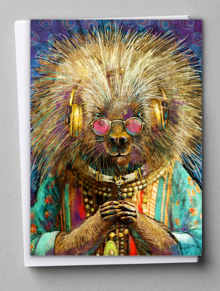 Greeting Cards - Headphone Porcupine