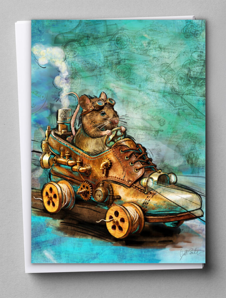 Greeting Cards - Mouse shoe car