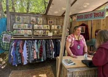 Jill at the Oregon Country Fair 2026 Poster Artist Booth